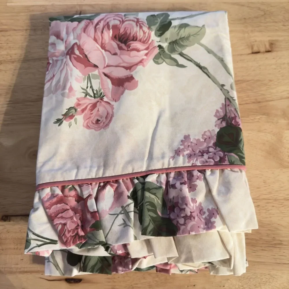 VTG Sanderson‎ By Martex Rose & Lilac Ruffled Set Of 2 KING Pillow Shams NOS